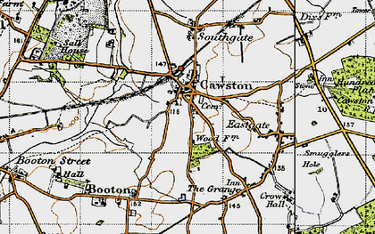 Old map of Cawston in 1945