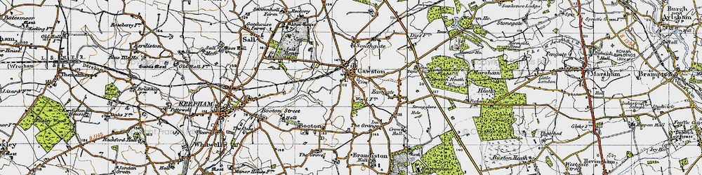 Old map of Cawston in 1945