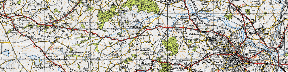 Old map of Cawthorne in 1947