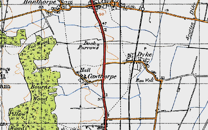 Old map of Cawthorpe in 1946