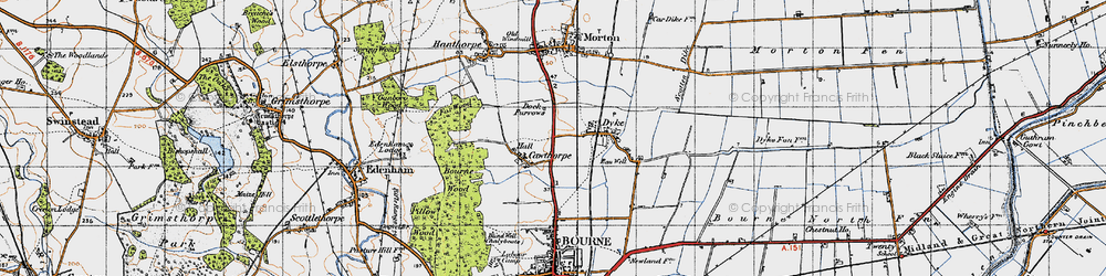 Old map of Cawthorpe in 1946