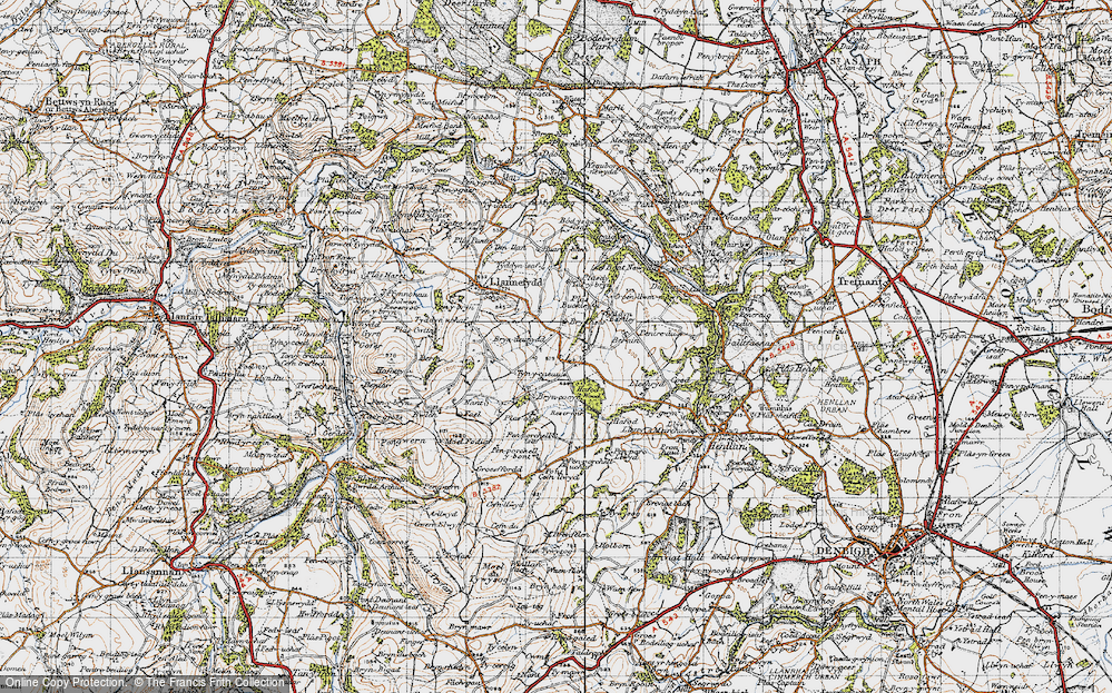 Old Map of Historic Map covering Berain in 1947