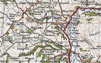 Old map of Ynys Rhys in 1947