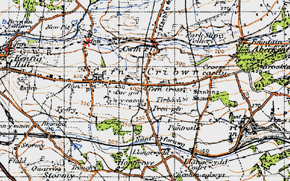 Old map of Cefn Cross in 1947
