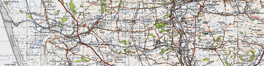 Old map of Cefn Cross in 1947