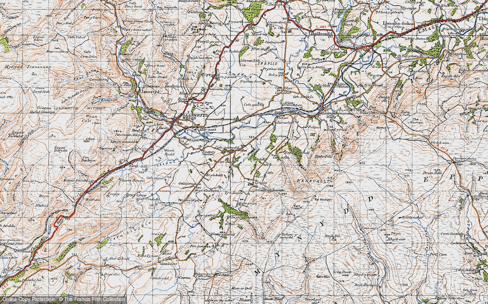 Old Map of Historic Map covering Abernant Lake in 1947