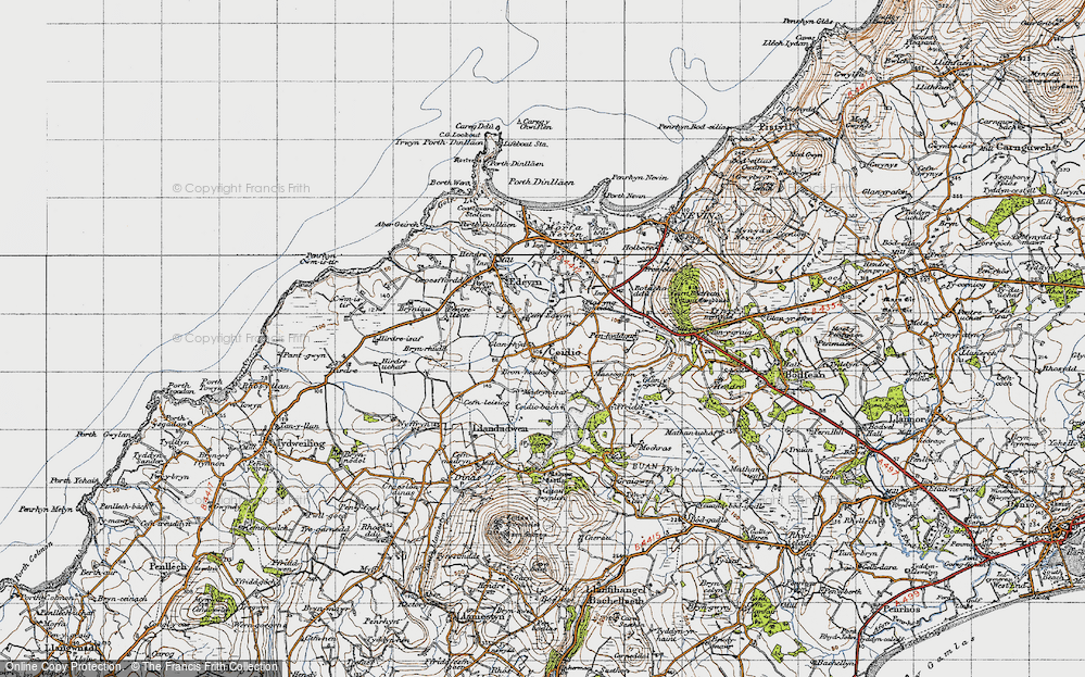 Old Map of Historic Map covering Cefn Leisiog in 1947
