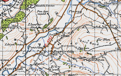 Old map of Cellan in 1947