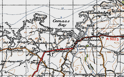 Old map of Cemaes in 1947