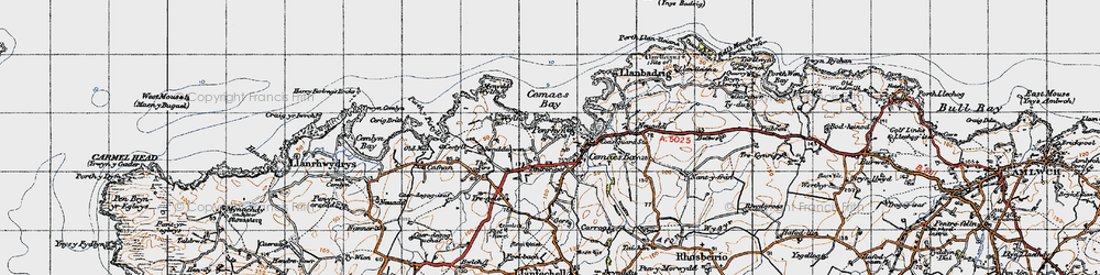 Old map of Cemaes in 1947