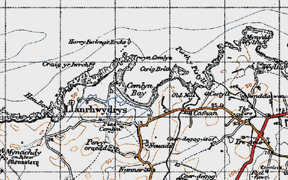Old map of Cemlyn Bay in 1947
