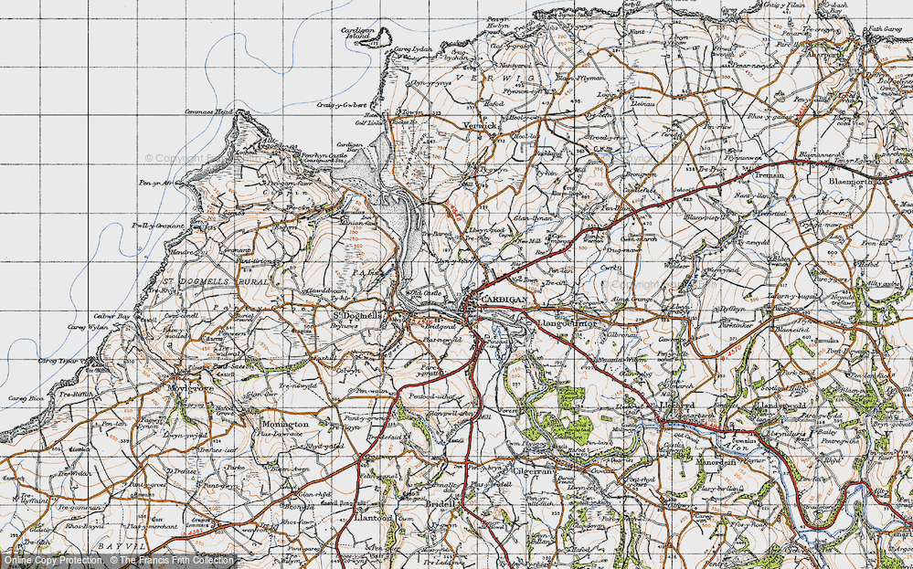 Old Map of Historic Map covering Llwynpiod in 1947