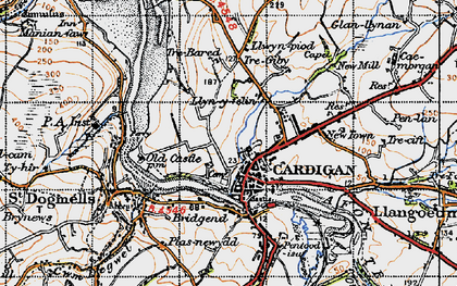 Old map of Ceredigion Coast Path in 1947