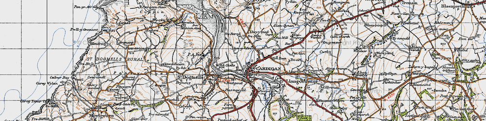 Old map of Ceredigion Coast Path in 1947