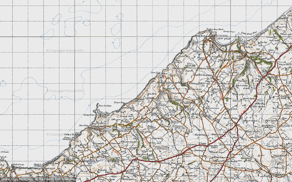 Old Map of Historic Map covering Cwmtydu in 1947