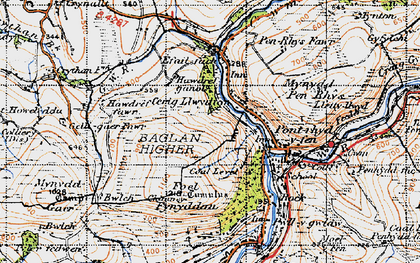 Old map of Cerrig Llwydion in 1947