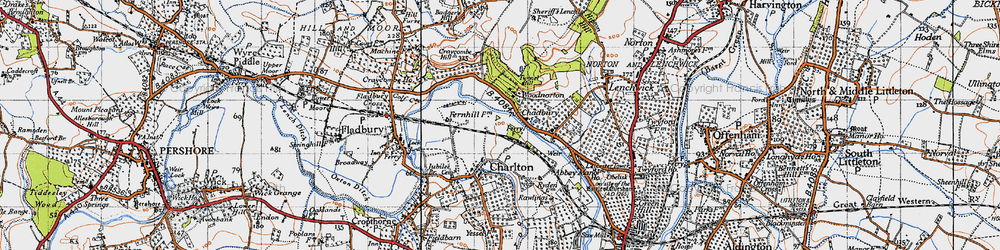 Old map of Chadbury in 1946