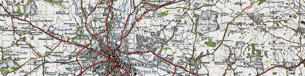 Old map of Chaddesden in 1946
