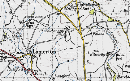 Old map of Chaddlehanger in 1946