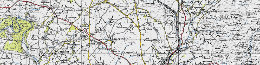 Old map of Chaddlehanger in 1946