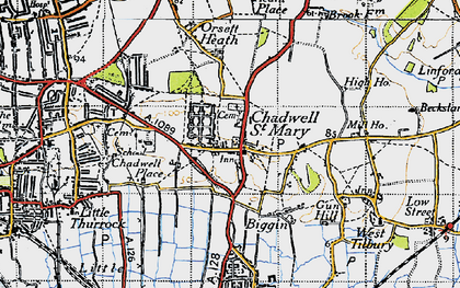 Old map of Chadwell St Mary in 1946