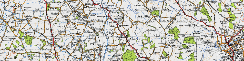 Old map of Chadwick End in 1947