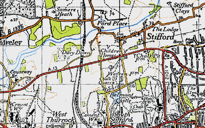 Old map of Chafford Hundred in 1946