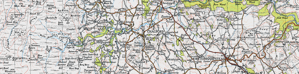 Old map of Chagford in 1946