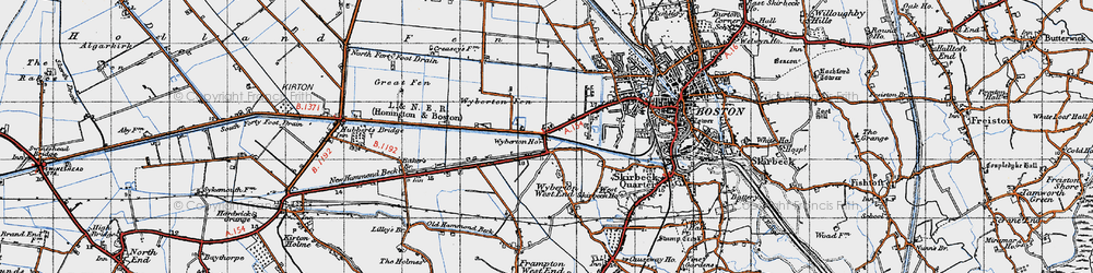 Old map of Wyberton Fen in 1946