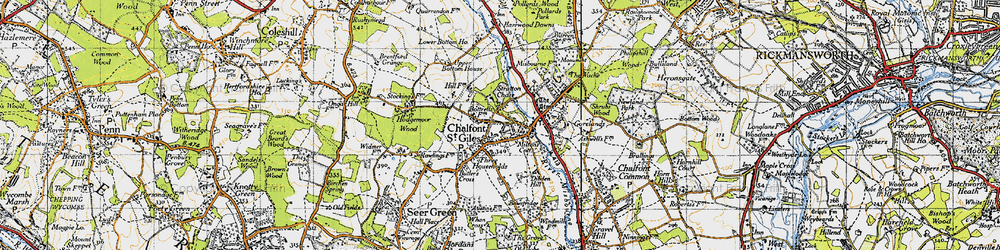 Old map of Chalfont St Giles in 1945