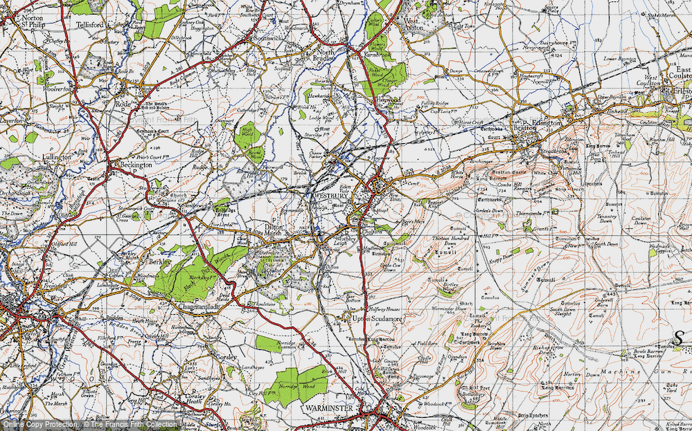 Old Map of Historic Map covering Beggar's Knoll in 1946