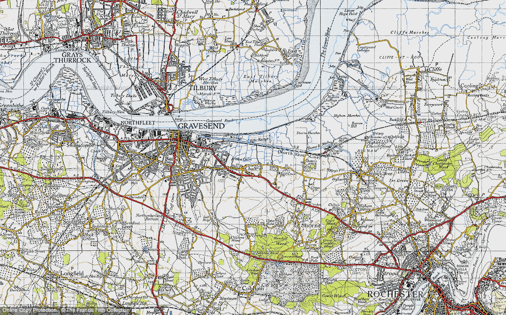 Old Map of Chalk, 1946 in 1946