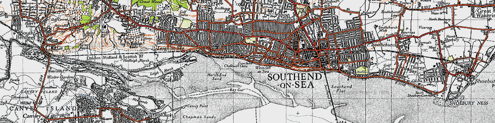 Old map of Chalkwell in 1946