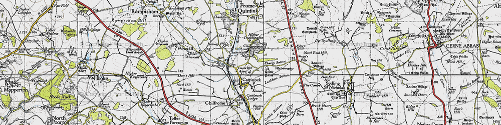 Old map of Chalmington in 1945