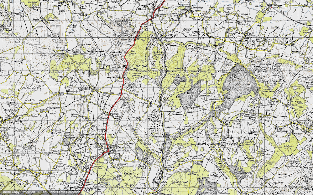 Old Map of Chalton, 1945 in 1945