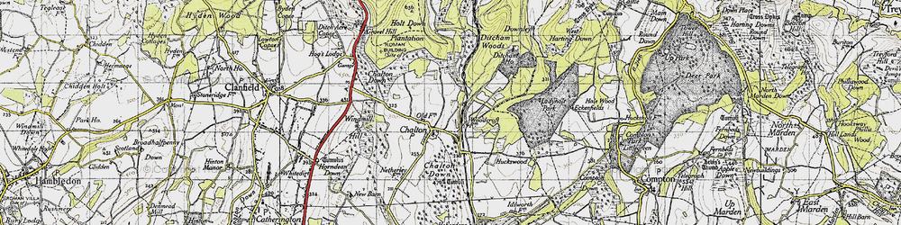 Old map of Chalton in 1945
