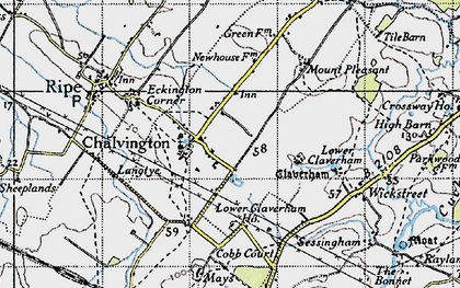 Old map of Lower Claverham Ho in 1940