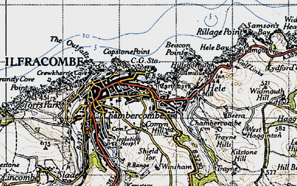 Old map of Chambercombe in 1946
