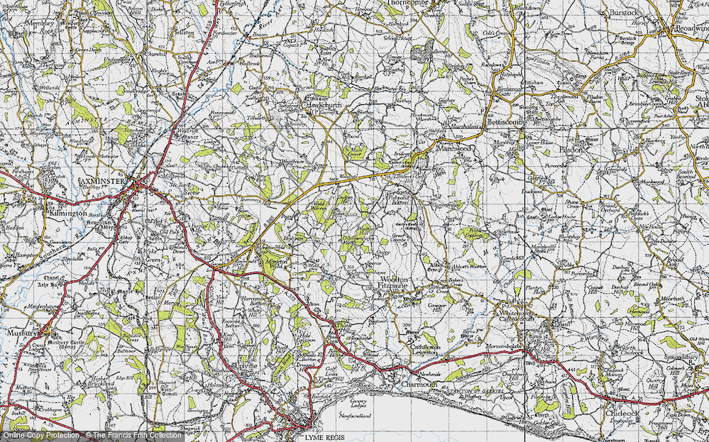 Old Map of Historic Map covering Woodcote in 1945