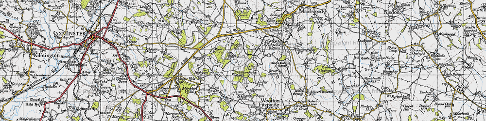 Old map of Woodcote in 1945