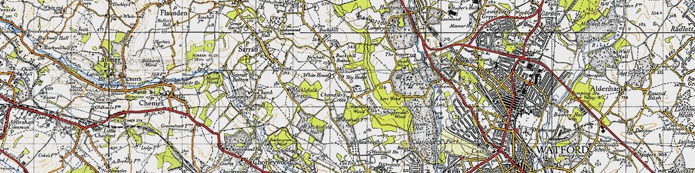 Old map of Chandler's Cross in 1946