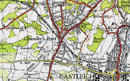 Old map of Chandler's Ford in 1945