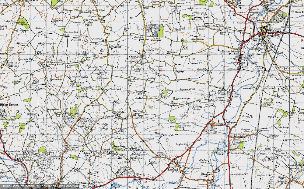 Old Map of Historic Map covering Begwary in 1946