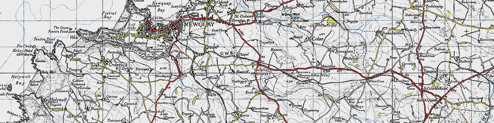 Old map of Bejowan in 1946