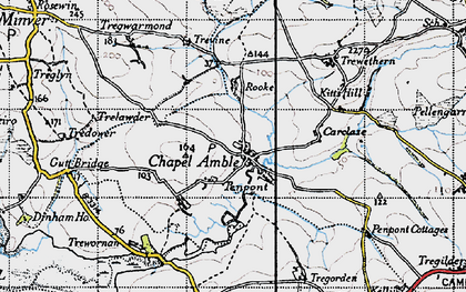 Old map of Chapel Amble in 1946