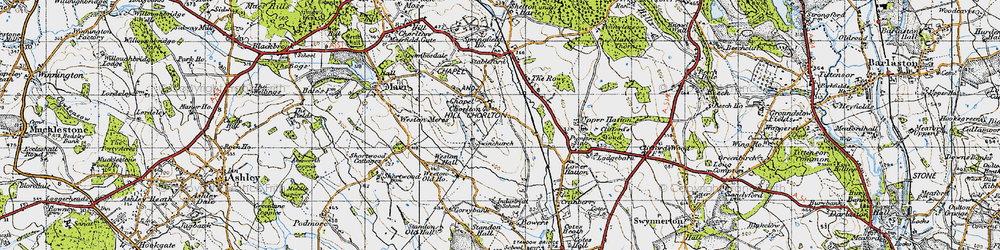 Old map of Chapel Chorlton in 1946