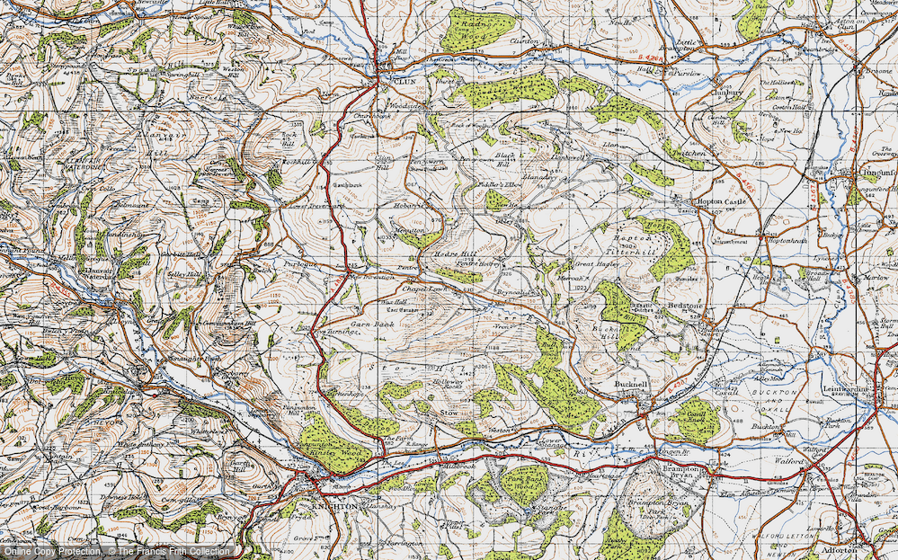 Old Map of Historic Map covering Caer Caradoc in 1947