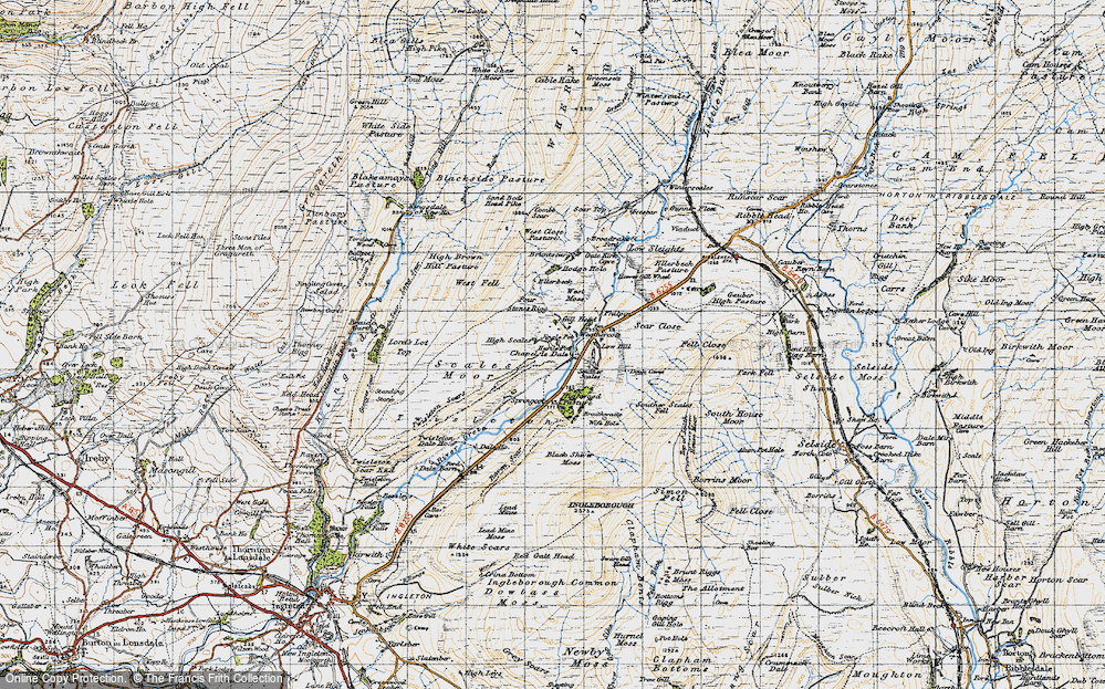Old Map of Historic Map covering Braithwaite Wife Hole in 1947