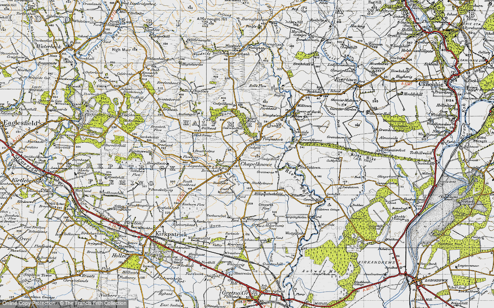 Old Map of Historic Map covering Bell's Flow in 1947