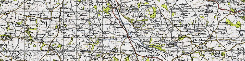 Old map of Woolstone in 1946